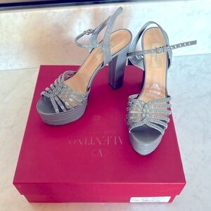 Valentino Platform Sandals leather eyelet trim